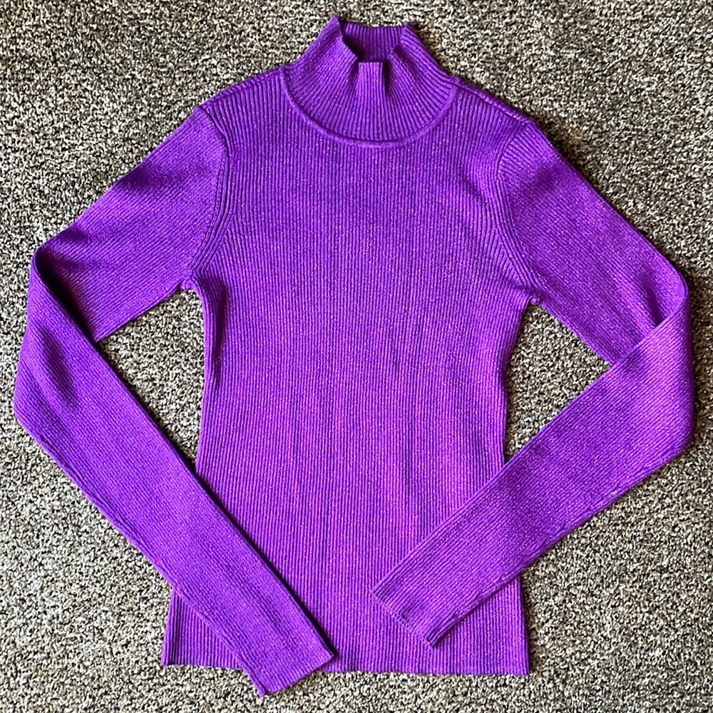 NBD Plum Purple Shimmer Long Sleeve Turtleneck